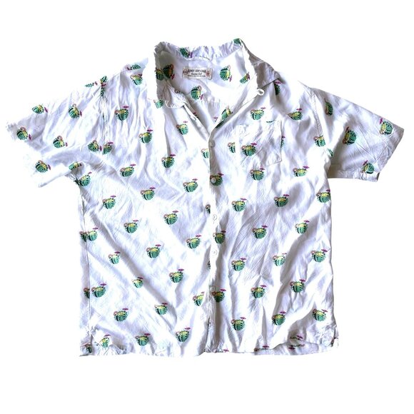 Rowdy Gentleman Cactus Cocktail Hawaiian Shirt XXL White Cruise Islands … - Picture 8 of 11